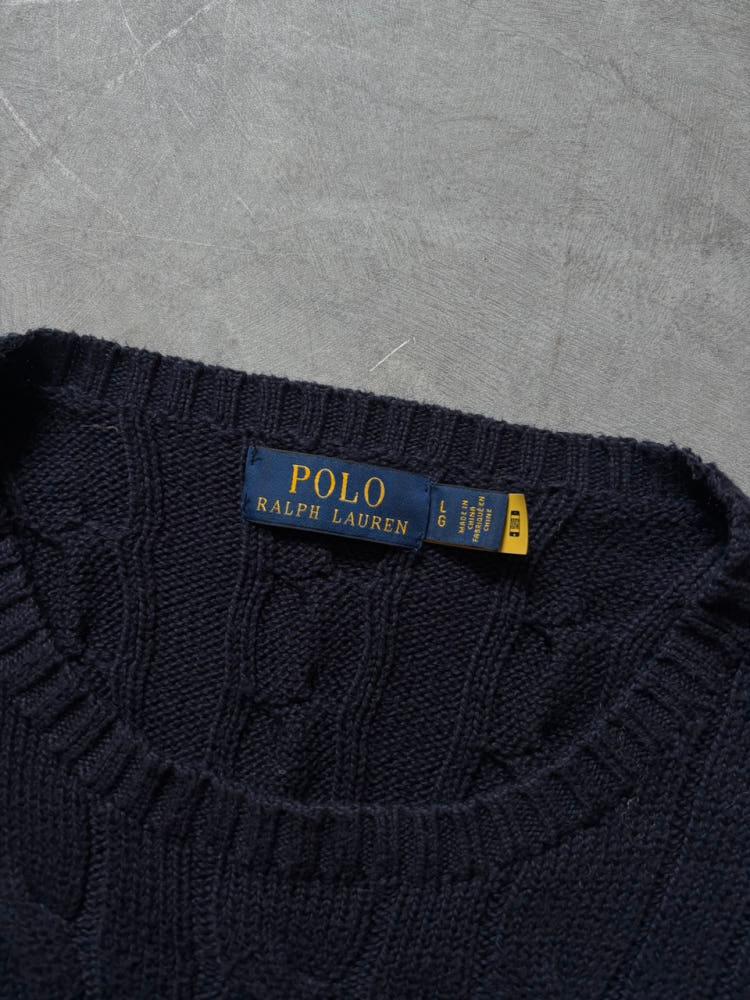 Polo 폴로 랄프로렌 신형라벨 네이비 컬러 케이블 코튼 니트 8