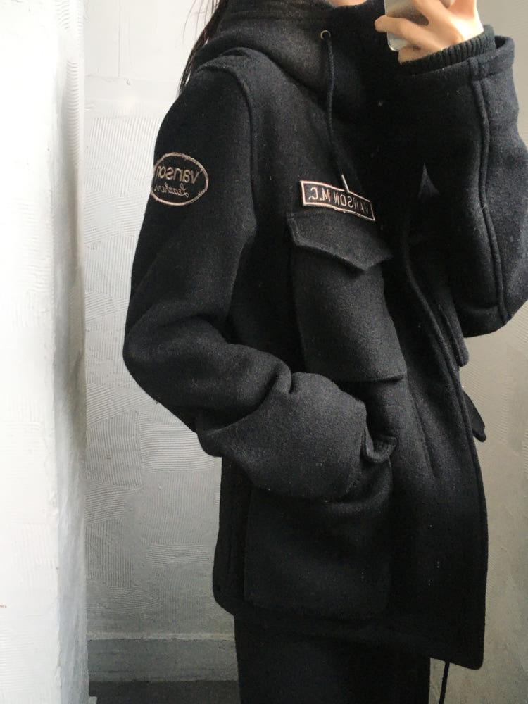 vanson 밴슨 블랙 울 후드 자켓 4
