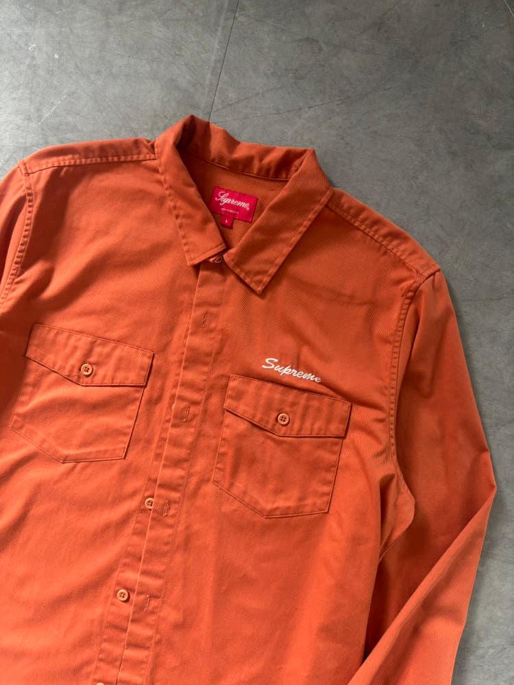Supreme 슈프림 로고 오렌지 컬러 워크 셔츠 7