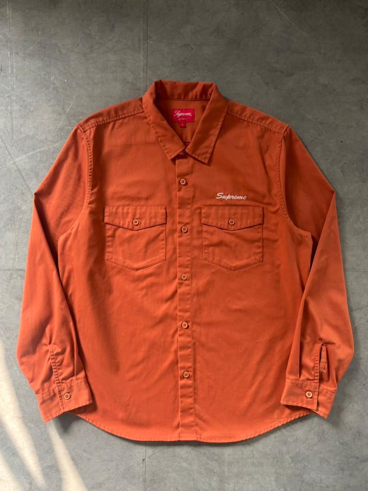 Supreme 슈프림 로고 오렌지 컬러 워크 셔츠 6