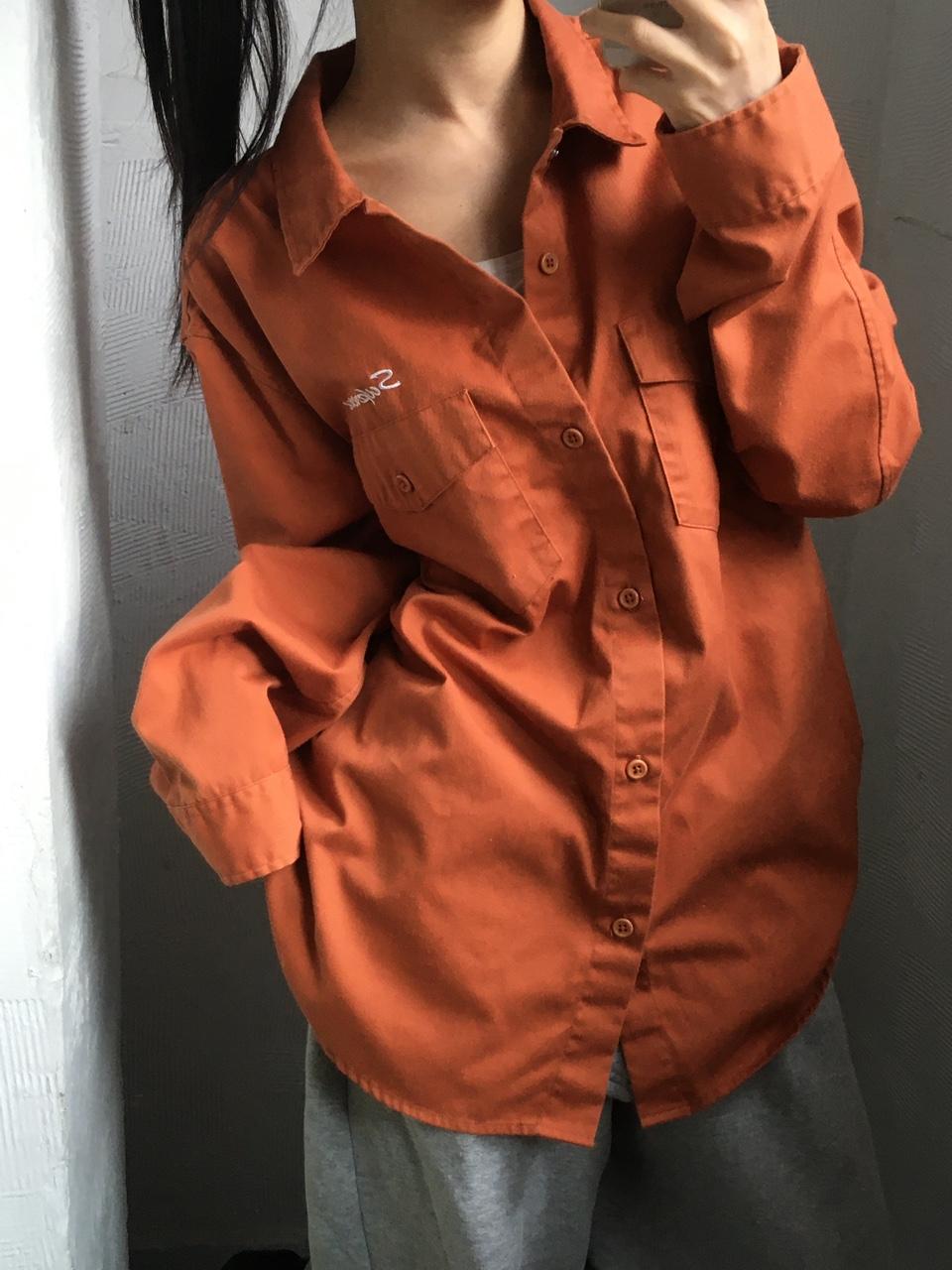 Supreme 슈프림 로고 오렌지 컬러 워크 셔츠 2