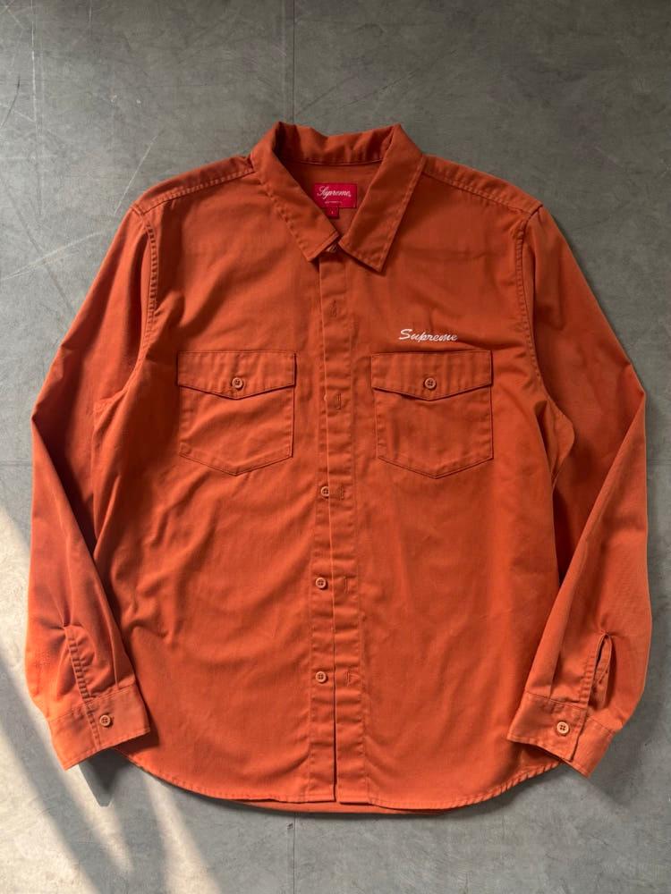 Supreme 슈프림 로고 오렌지 컬러 워크 셔츠 5