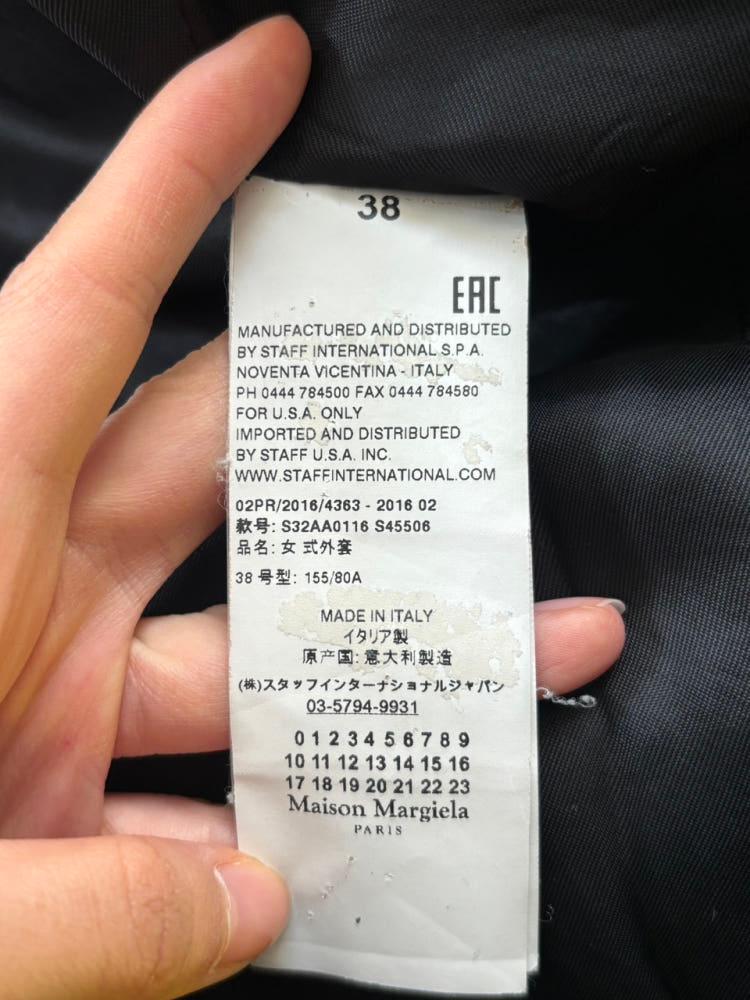 Maison Margiela 메종마르지엘라 카키 체크 레더 포켓 싱글 미디 코트 7