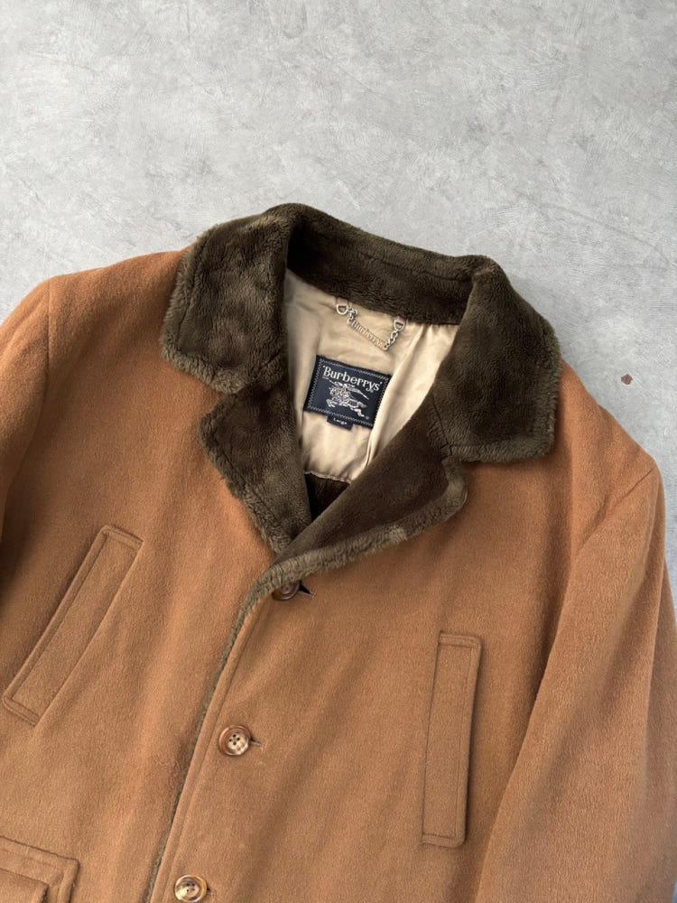 Burberry 버버리 퍼 안감 브라운 울 싱글 코트 5