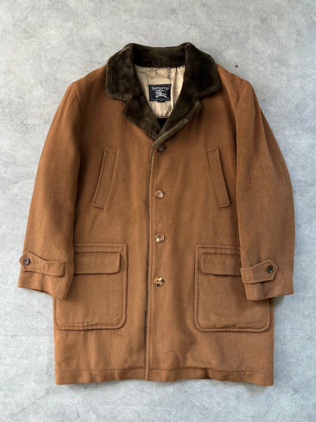 Burberry 버버리 퍼 안감 브라운 울 싱글 코트 2