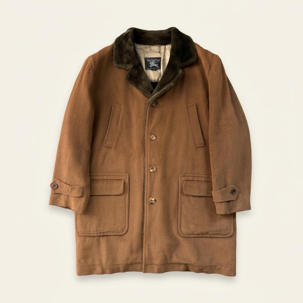 Burberry 버버리 퍼 안감 브라운 울 싱글 코트 1