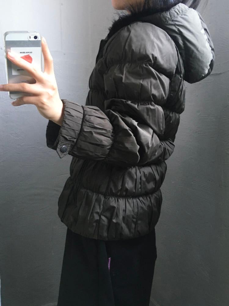 PRADA 프라다 카키 셔링 퍼 후드 우먼 패딩 4
