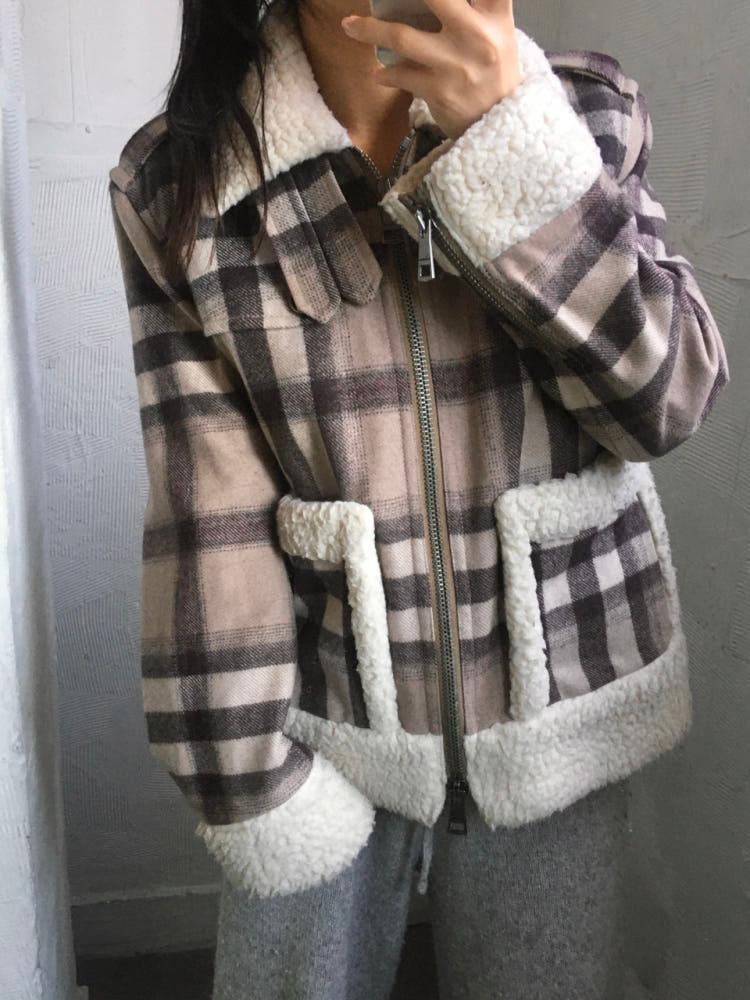 Burberry 버버리 브릿 체크 시어링 양모 무스탕 4