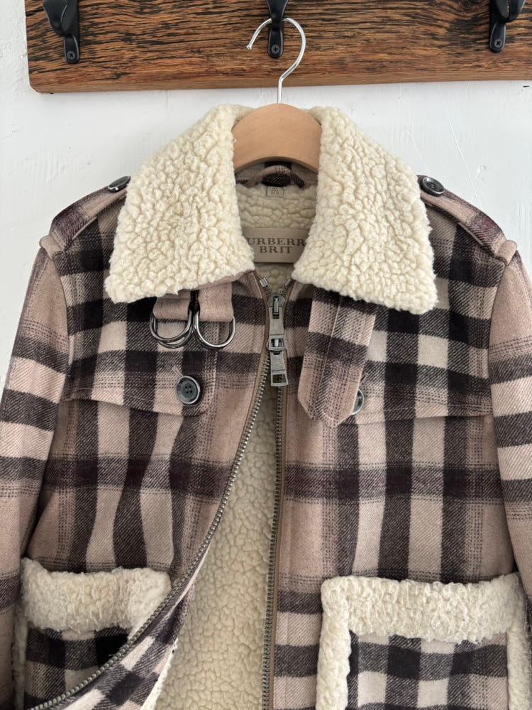 Burberry 버버리 브릿 체크 시어링 양모 무스탕 6