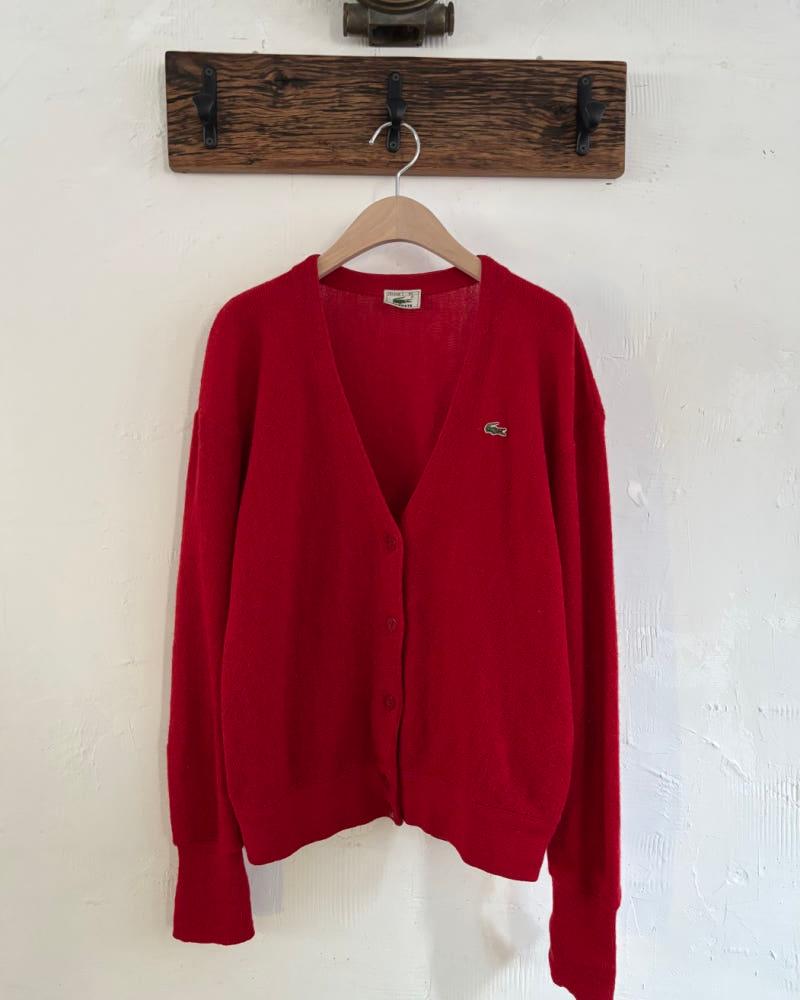 Lacoste 라코스테 레드컬러 브이넥 울 가디건 5