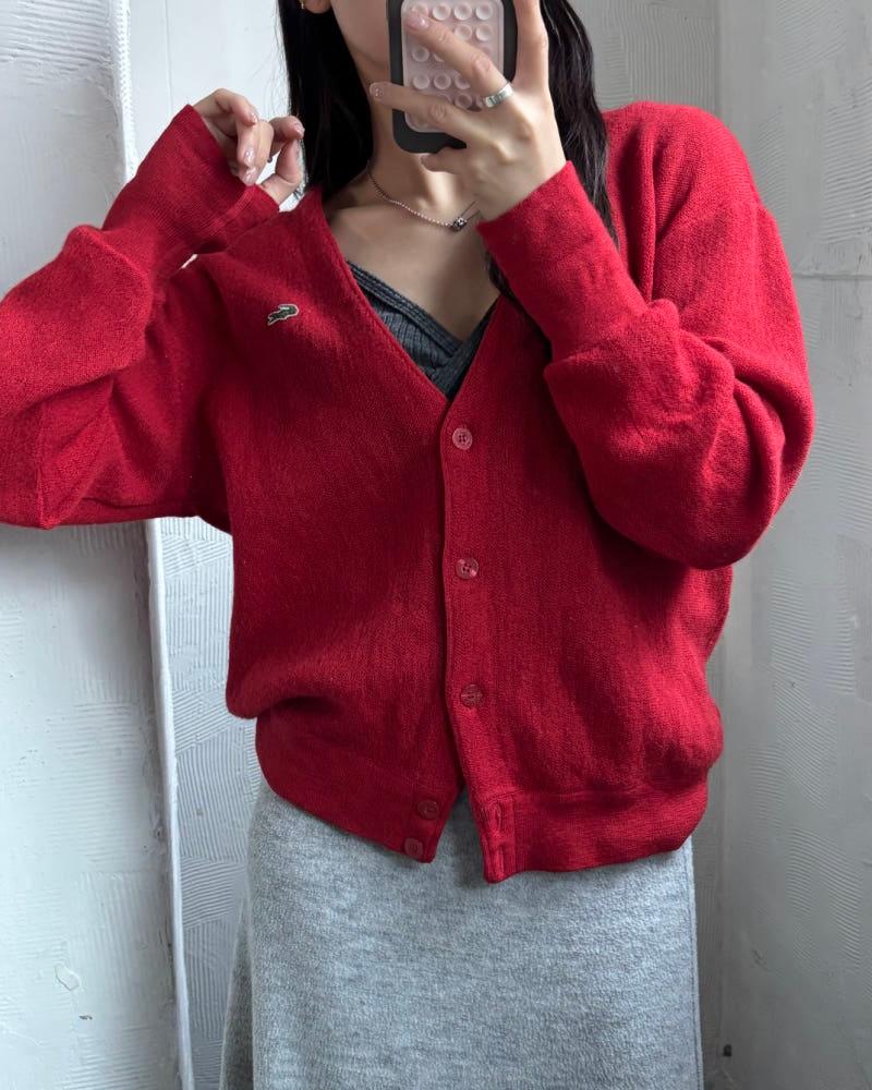 Lacoste 라코스테 레드컬러 브이넥 울 가디건 3