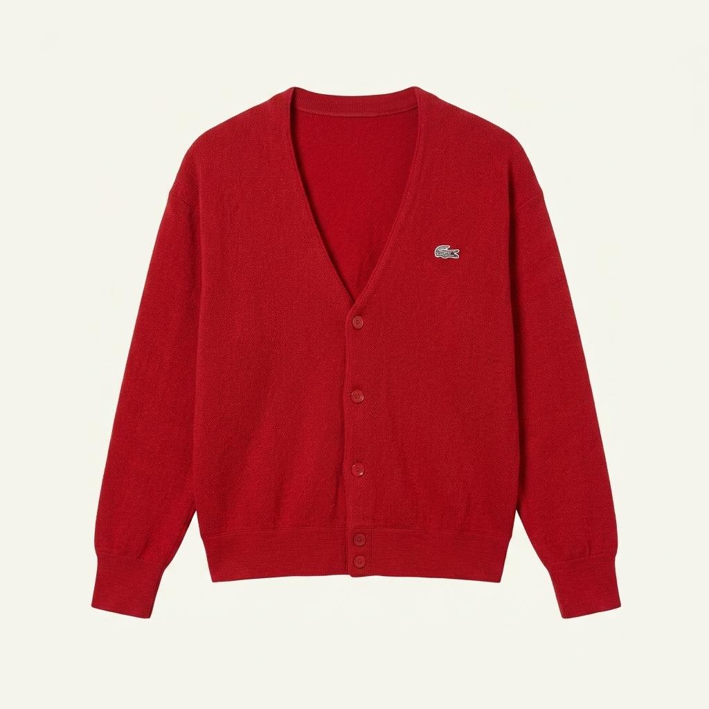 Lacoste 라코스테 레드컬러 브이넥 울 가디건 1
