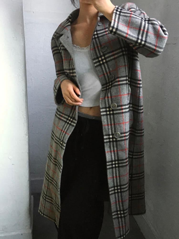 Burberrys 버버리 90s 리버시블 노바체크 그레이 울 롱 코트 3