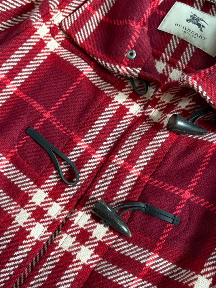 Burberry 버버리 레드 체크 울 더플 코트 9