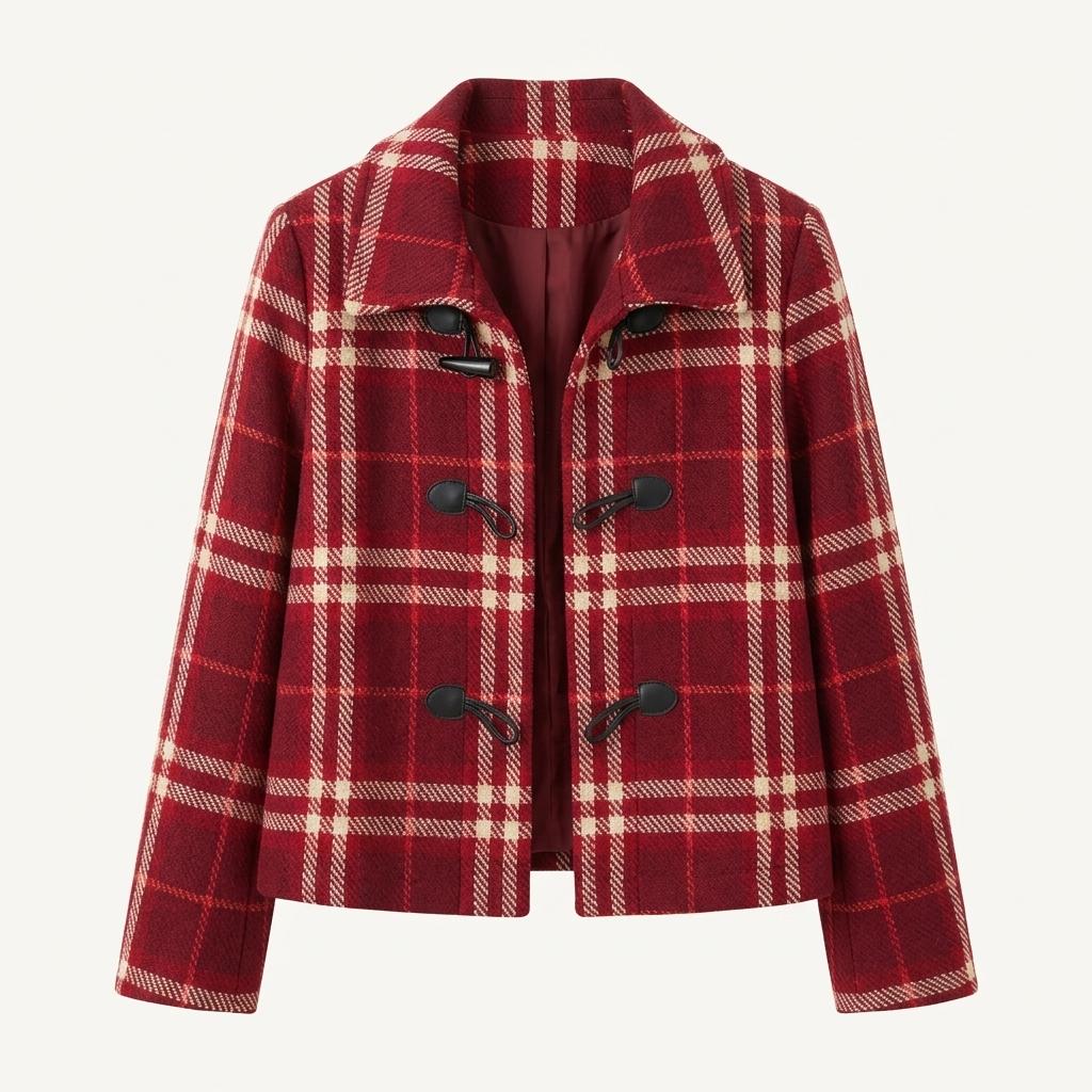 Burberry 버버리 레드 체크 울 더플 코트 1