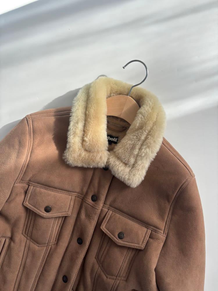 Schott NYC 쇼트 스웨이드 퍼 무스탕 8