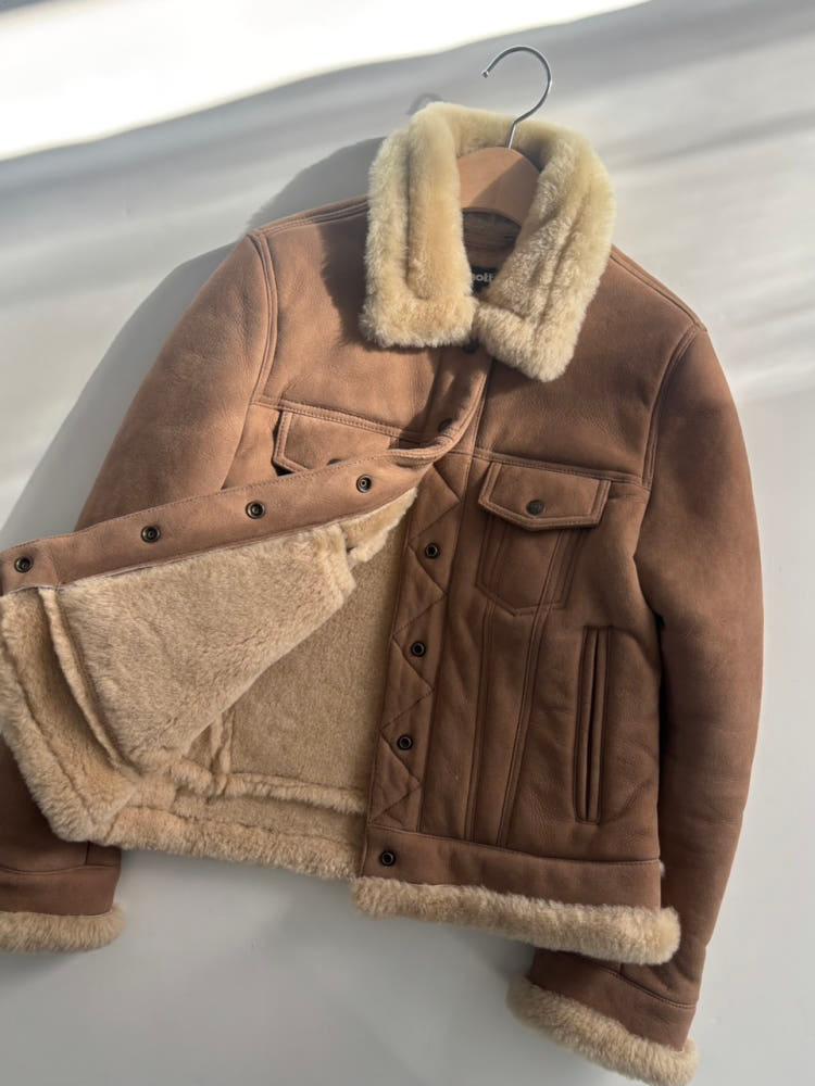 Schott NYC 쇼트 스웨이드 퍼 무스탕 7