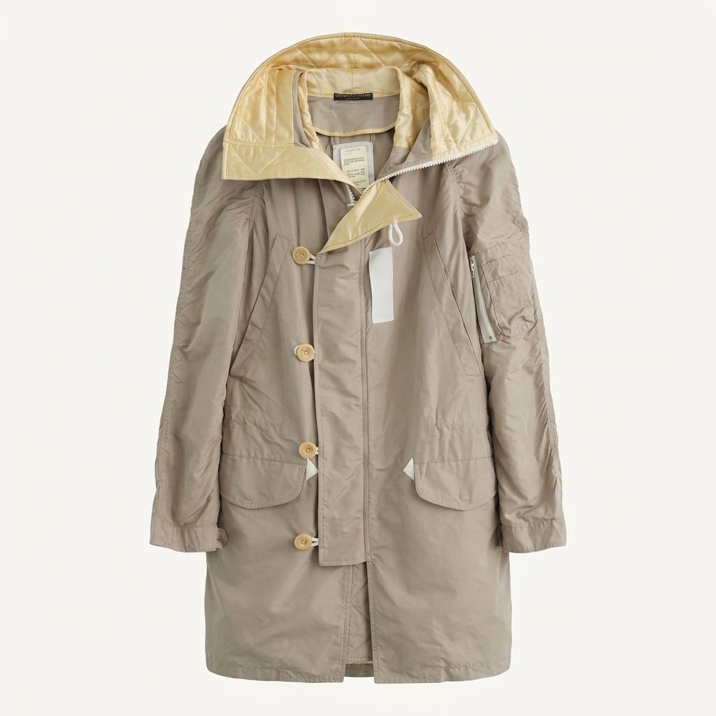 Sacai 사카이 밀리터리 베이지 실크 혼방 코트 1
