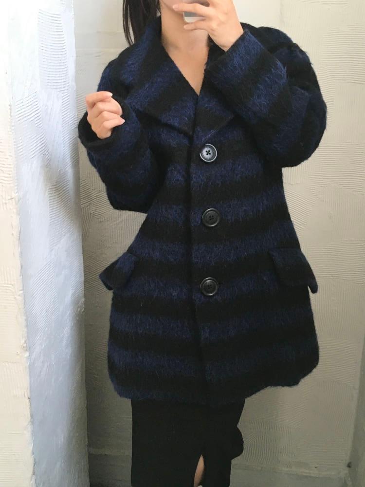 Vivienne Westwood 비비안 웨스트우드 스트라이프 모헤어 블렌드 오버 핏 코트 3