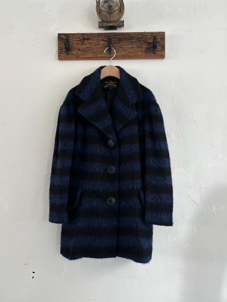 Vivienne Westwood 비비안 웨스트우드 스트라이프 모헤어 블렌드 오버 핏 코트 5