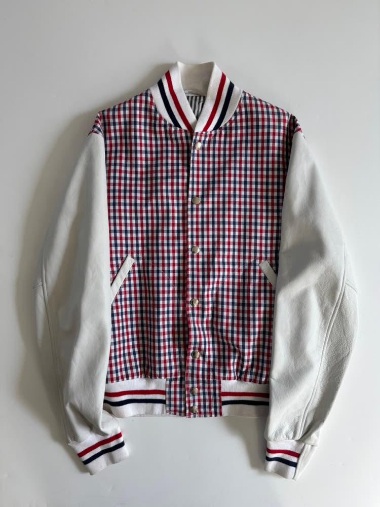 THOM BROWNE 톰브라운 체크 레더 스타디움 자켓 7