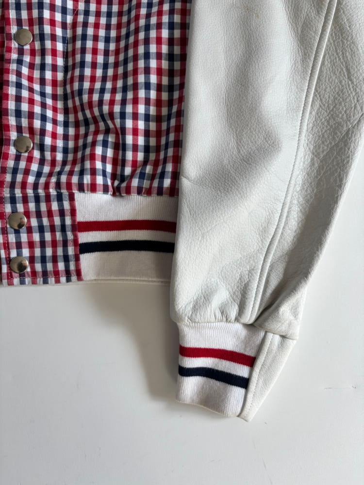 THOM BROWNE 톰브라운 체크 레더 스타디움 자켓 10
