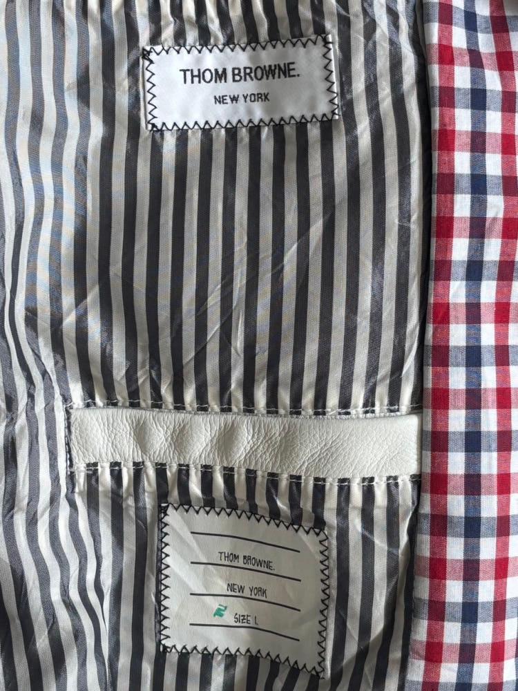 THOM BROWNE 톰브라운 체크 레더 스타디움 자켓 8