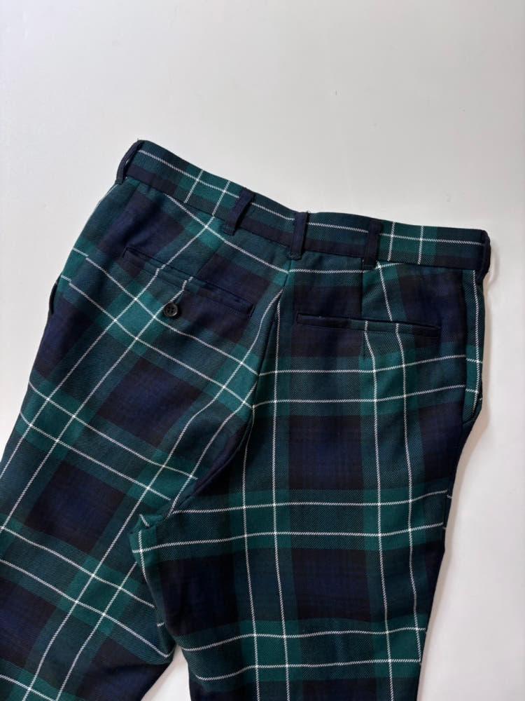 Comme des Garcons 꼼데가르송 블랙 그린 체크 벨티드 팬츠 9