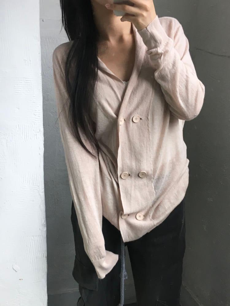 MM6 메종 마르지엘라 핑크아이보리 린넨 실크 가디건 4