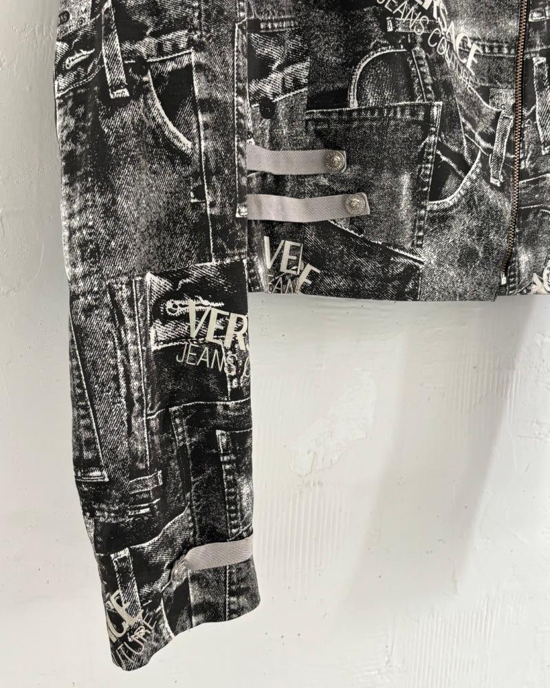 Versace 베르사체 진스 꾸뛰르 그레이 데님 프린트 자카드 자켓 10