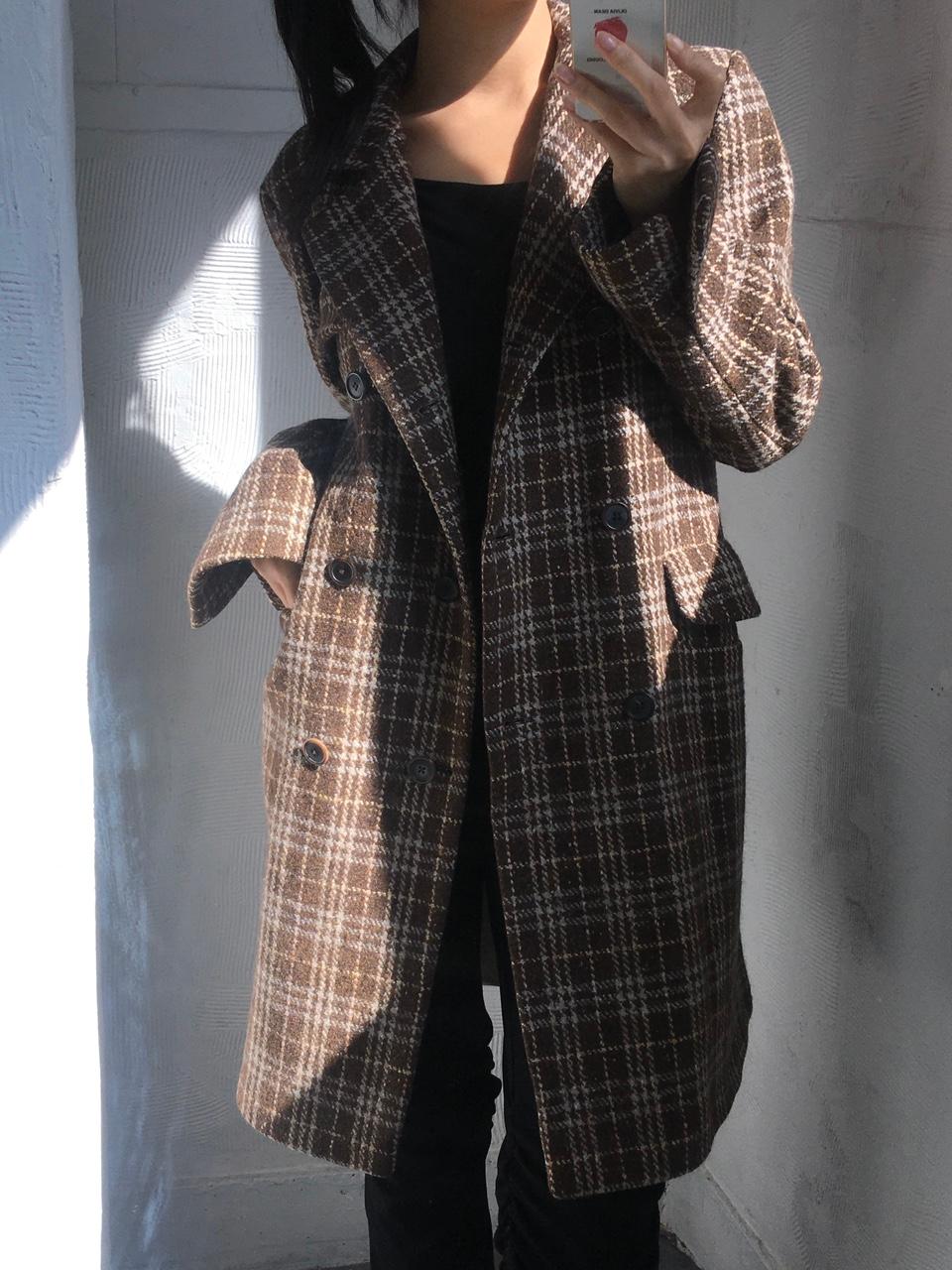 Jil Sander 질샌더 브라운 체크 더블 울 블레이저 2
