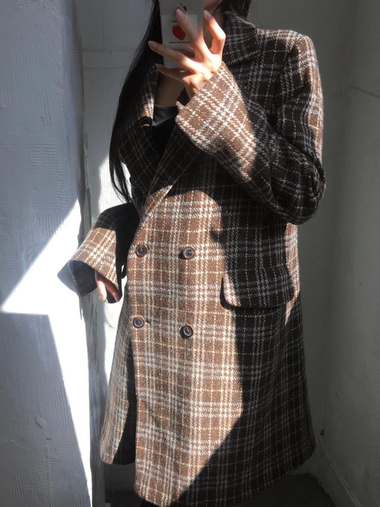 Jil Sander 질샌더 브라운 체크 더블 울 블레이저 5