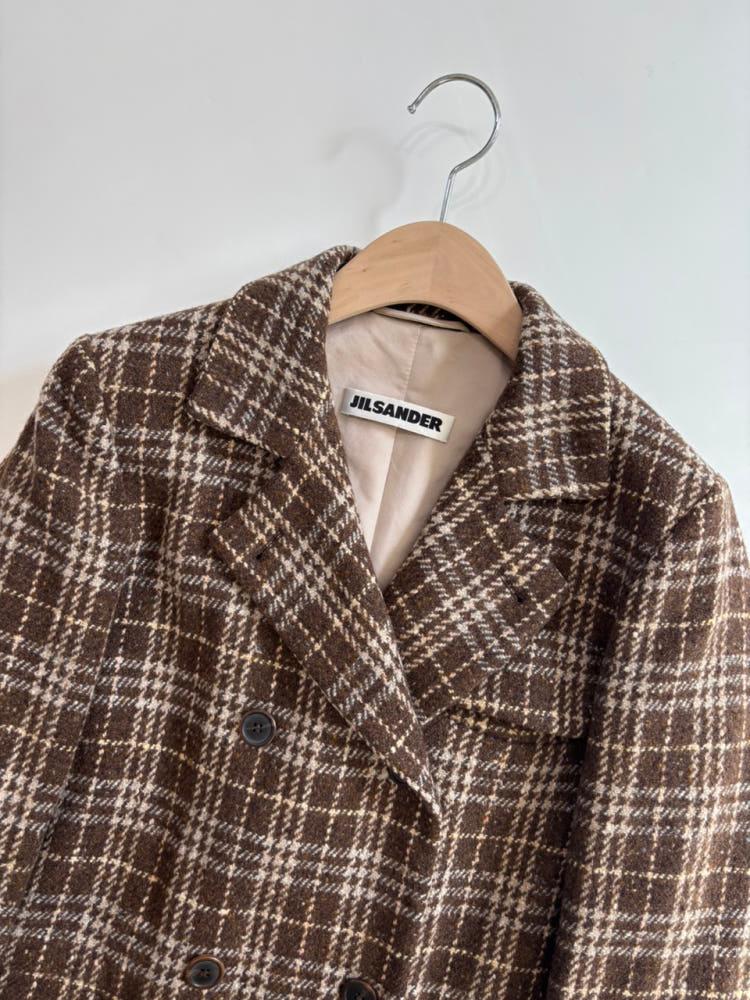 Jil Sander 질샌더 브라운 체크 더블 울 블레이저 9