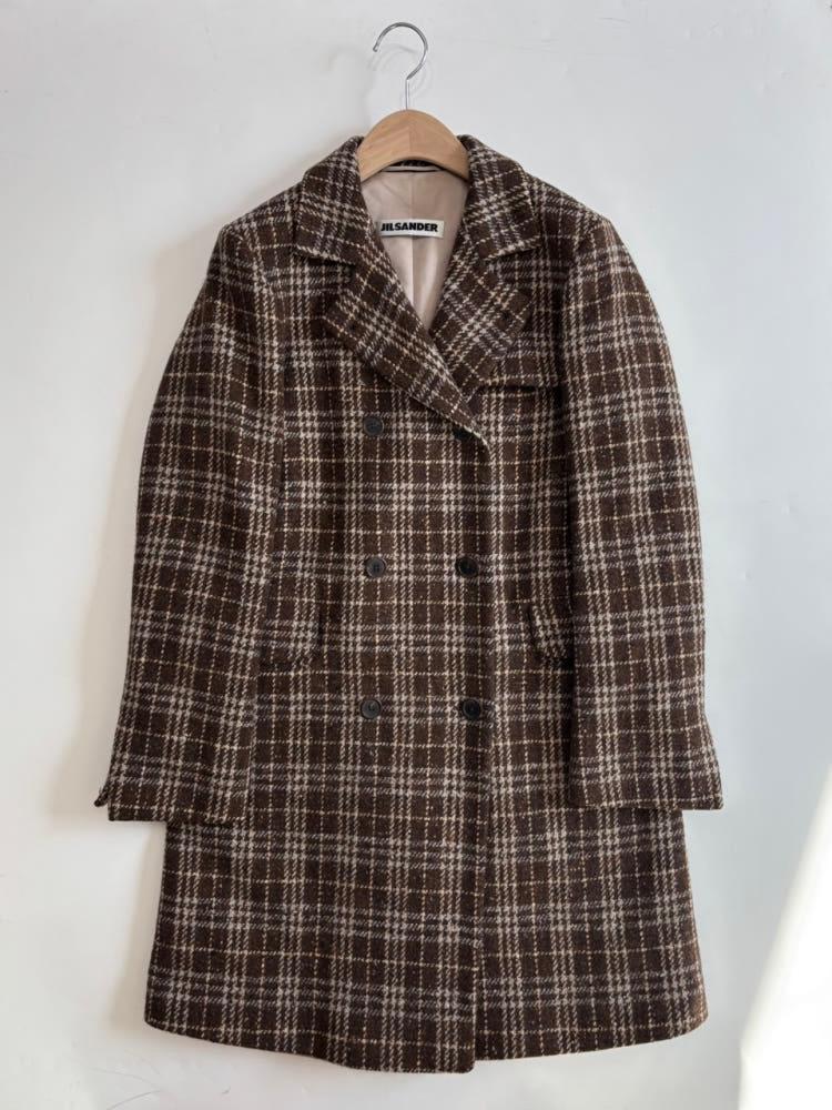 Jil Sander 질샌더 브라운 체크 더블 울 블레이저 8