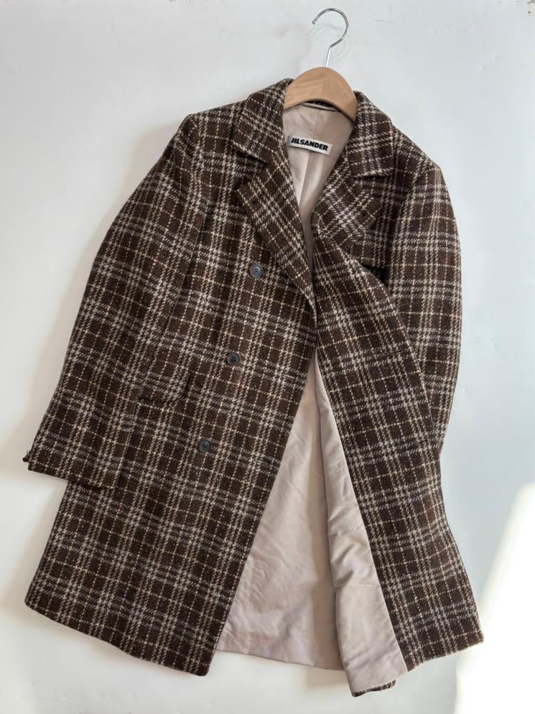 Jil Sander 질샌더 브라운 체크 더블 울 블레이저 6