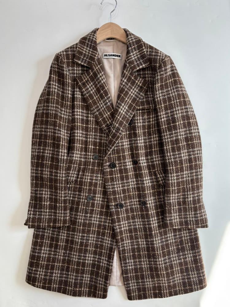 Jil Sander 질샌더 브라운 체크 더블 울 블레이저 7
