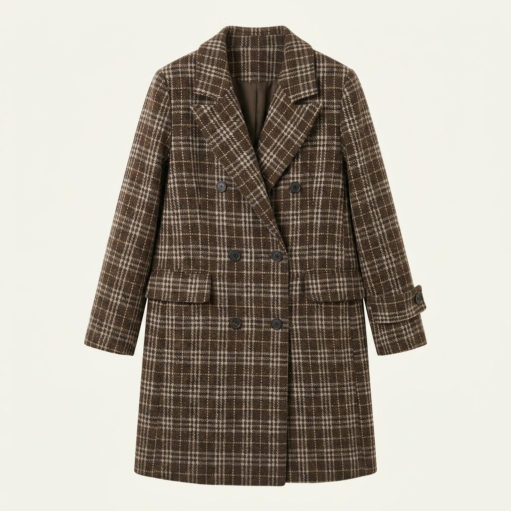 Jil Sander 질샌더 브라운 체크 더블 울 블레이저 1
