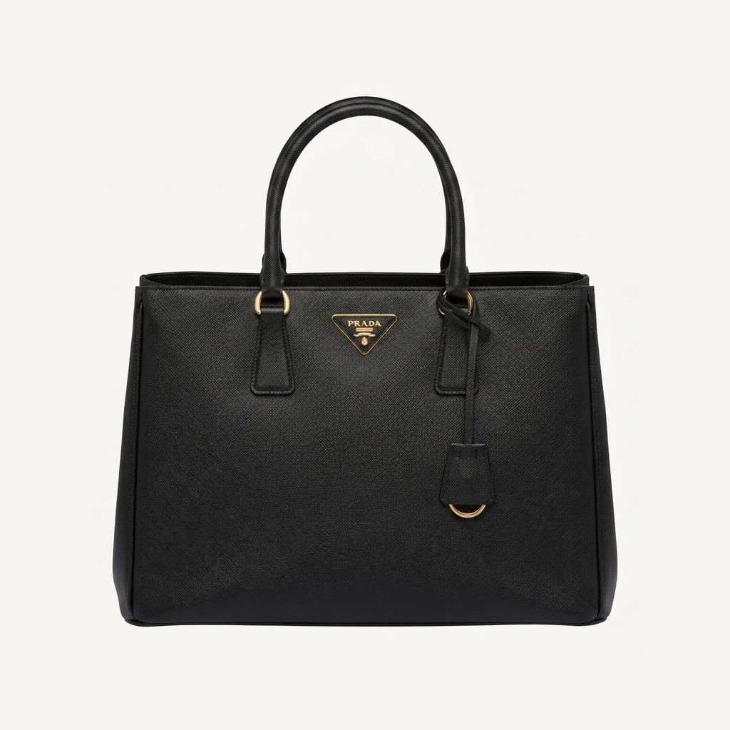 Prada 프라다 삼각 로고 블랙 레더 토트백 1