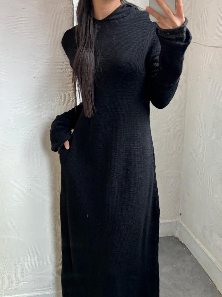 Yohji Yamamoto 요지야마모토 블랙 후드 롱 원피스 5