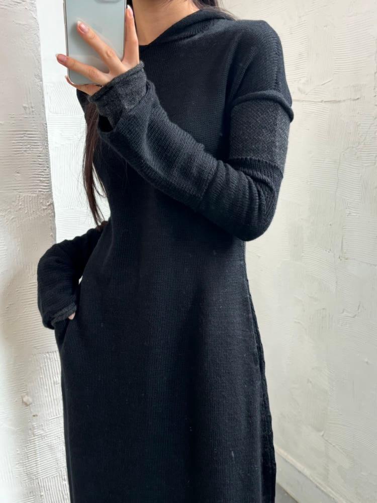 Yohji Yamamoto 요지야마모토 블랙 후드 롱 원피스 4