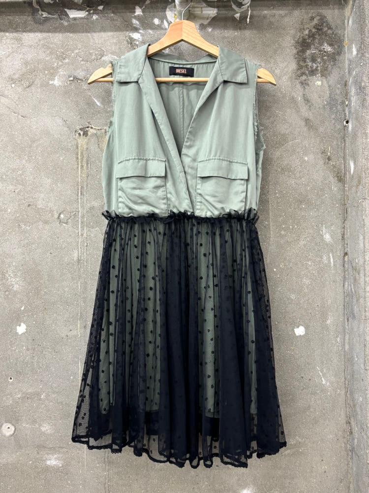 Diesel 디젤 카키그린 레이스 슬리블리스 원피스 5