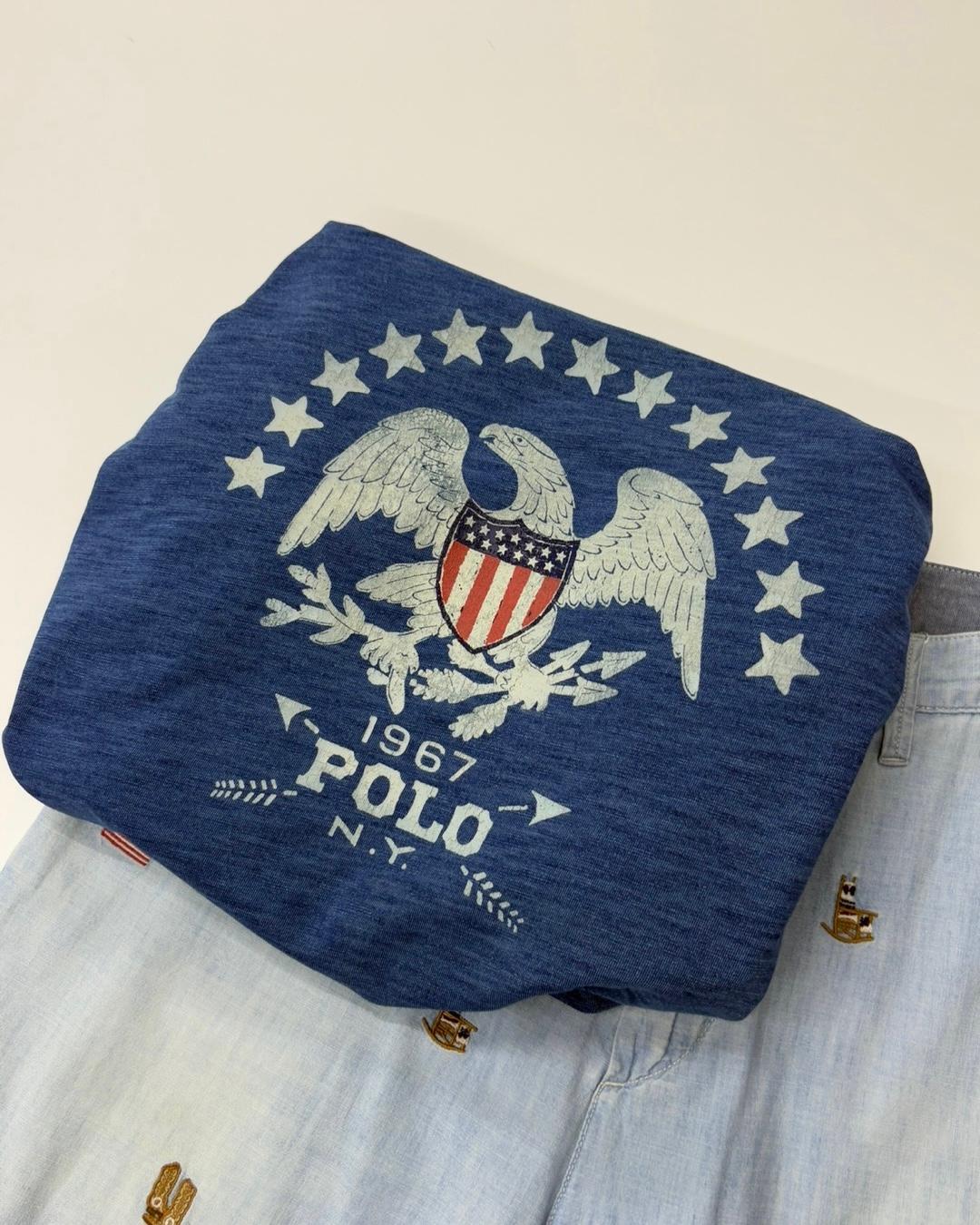 Polo 폴로 랄프로렌 신형 인디고블루 엠브로이드로고 티셔츠 2