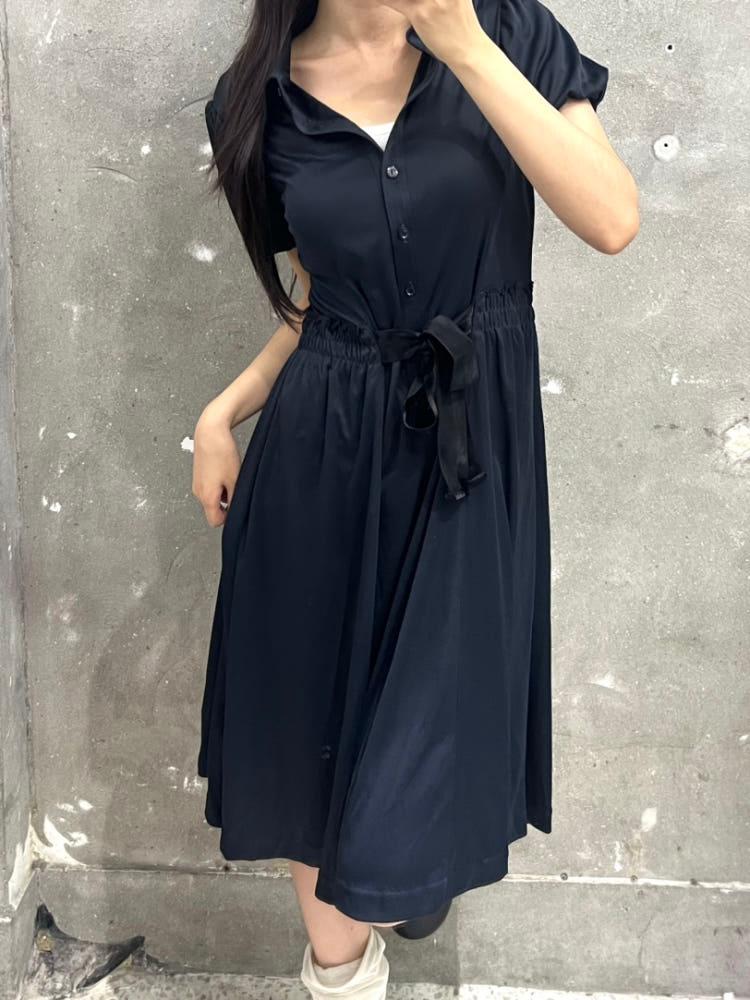 Courreges 꾸레쥬 네이비 퍼프 블라우스 원피스 3