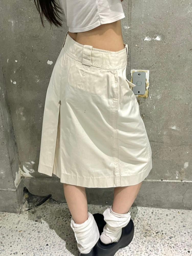 Louis Vuitton 루이비통 베이지 미디 스커트 4