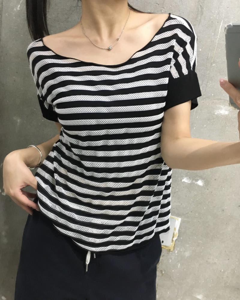 ARMANI COLLEZIONI 아르마니 꼴레지오니 레이온 스트라이프 반팔 3
