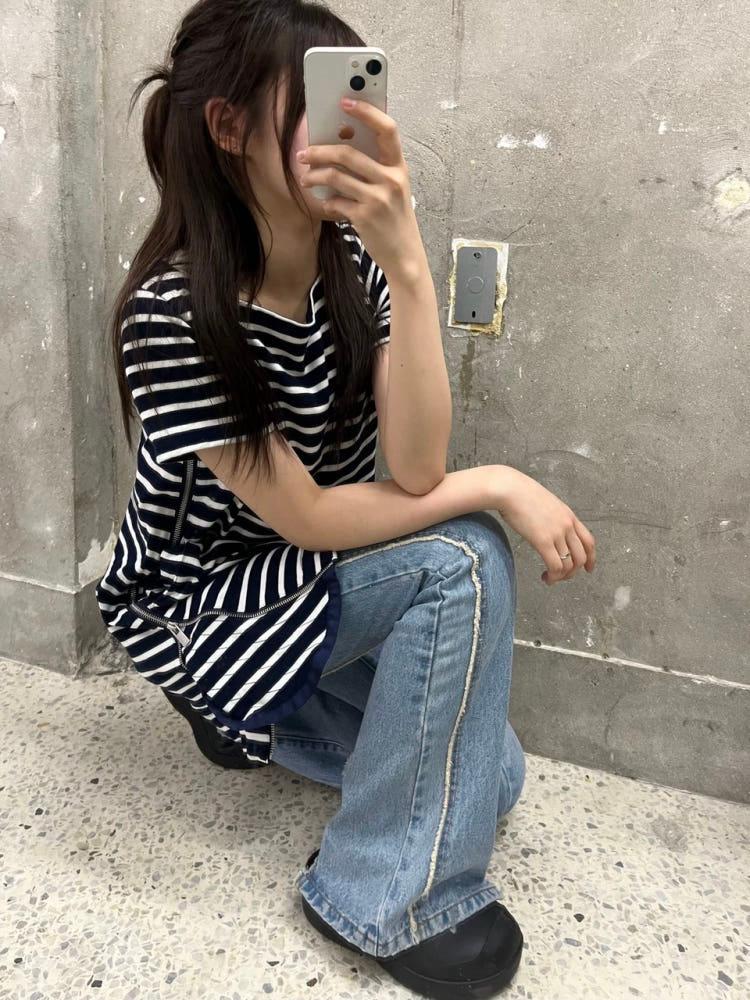 Sacai 사카이 네이비 단가라 프릴 미니 원피스 5