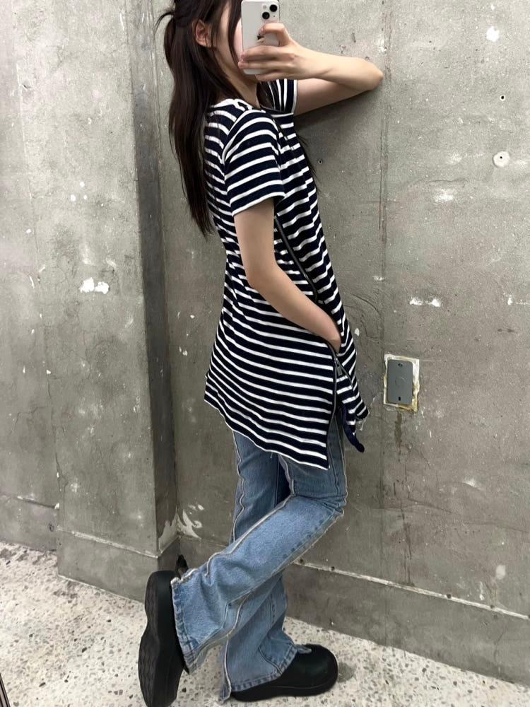 Sacai 사카이 네이비 단가라 프릴 미니 원피스 4