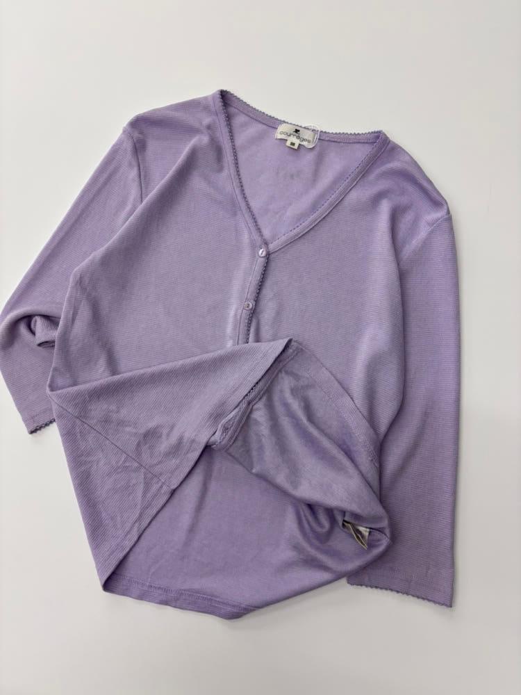Courreges 꾸레쥬 퍼플 레이온 가디건 3
