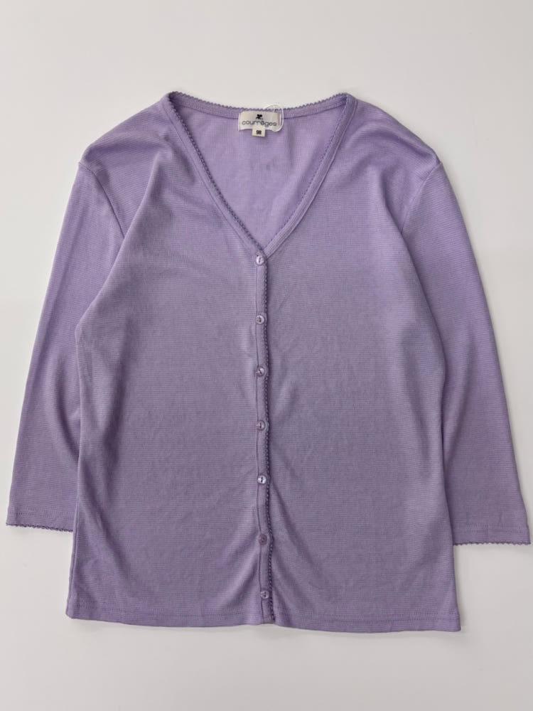 Courreges 꾸레쥬 퍼플 레이온 가디건 4