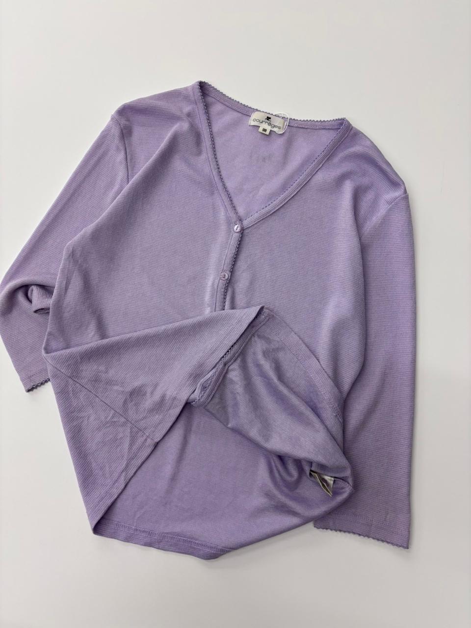Courreges 꾸레쥬 퍼플 레이온 가디건 2